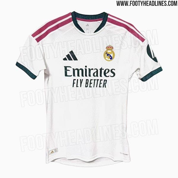 Real Madrid'in yeni sezon iç saha forması sızdı: Beyaz zeminde koyu yeşil ve pembe dokunuşlar!