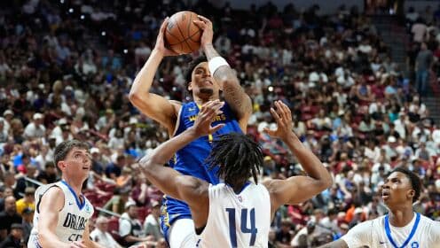 NBA Yaz Ligi'nde Warriors Coştu: Mavericks'i Devirdiler! Lundberg 21+10, Crail 25+6, Johnson 27+8.