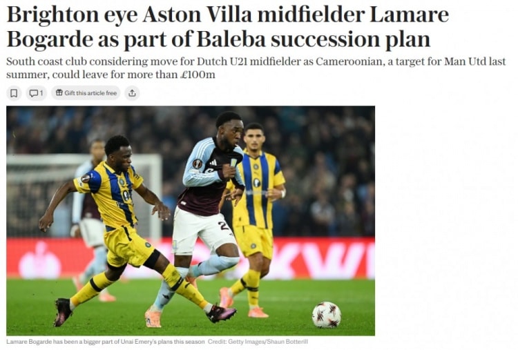 Telegraph: Bala'nın Ayrılığı Kesinleşiyor, Brighton Vila'nın Orta Saha Oyuncusu Bogarde'yi İstiyor
