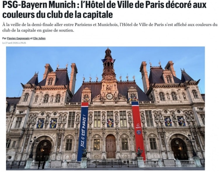 Paris'te Şampiyonlar Ligi Coşkusu: Belediye Binası PSG Pankartlarıyla Donandı, Başkan Maçı Yerinde İzleyecek
