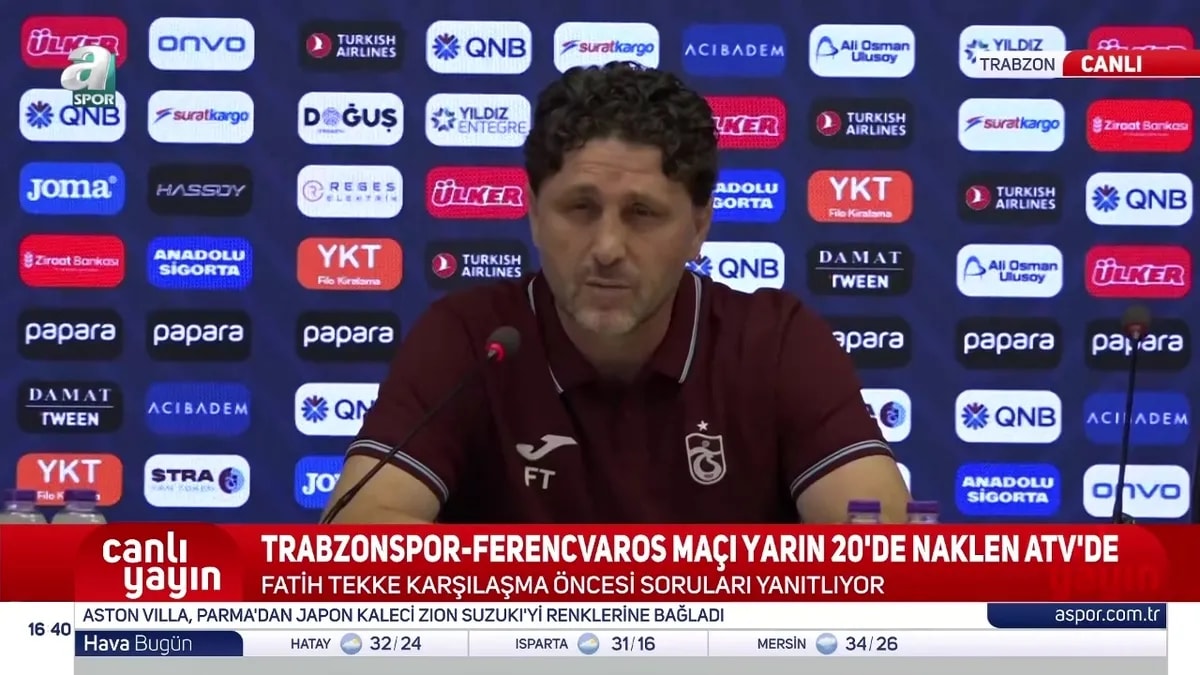 Trabzonspor Teknik Direktörü Fatih Tekke'den Ferencvaros Maçı Öncesi Kritik Değerlendirmeler
