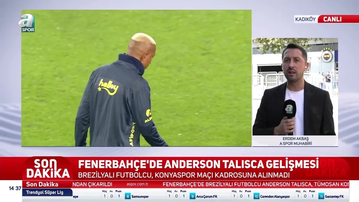 Fenerbahçe'de Talisca Kararı: Sezon Golcüsü Konyaspor Maç Kadrosunda Yok