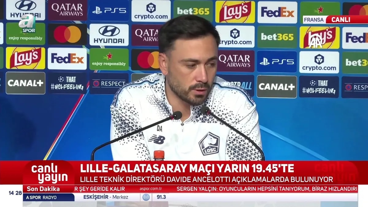 Lille Teknik Direktörü Ancelotti'den Galatasaray Maçı Öncesi Şampiyonlar Ligi Hedefi