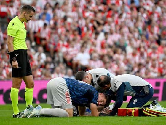 Arsenal'den Gabriel ile çarpışan Viktor Gyökeres'in yüzü kanlar içinde kaldı