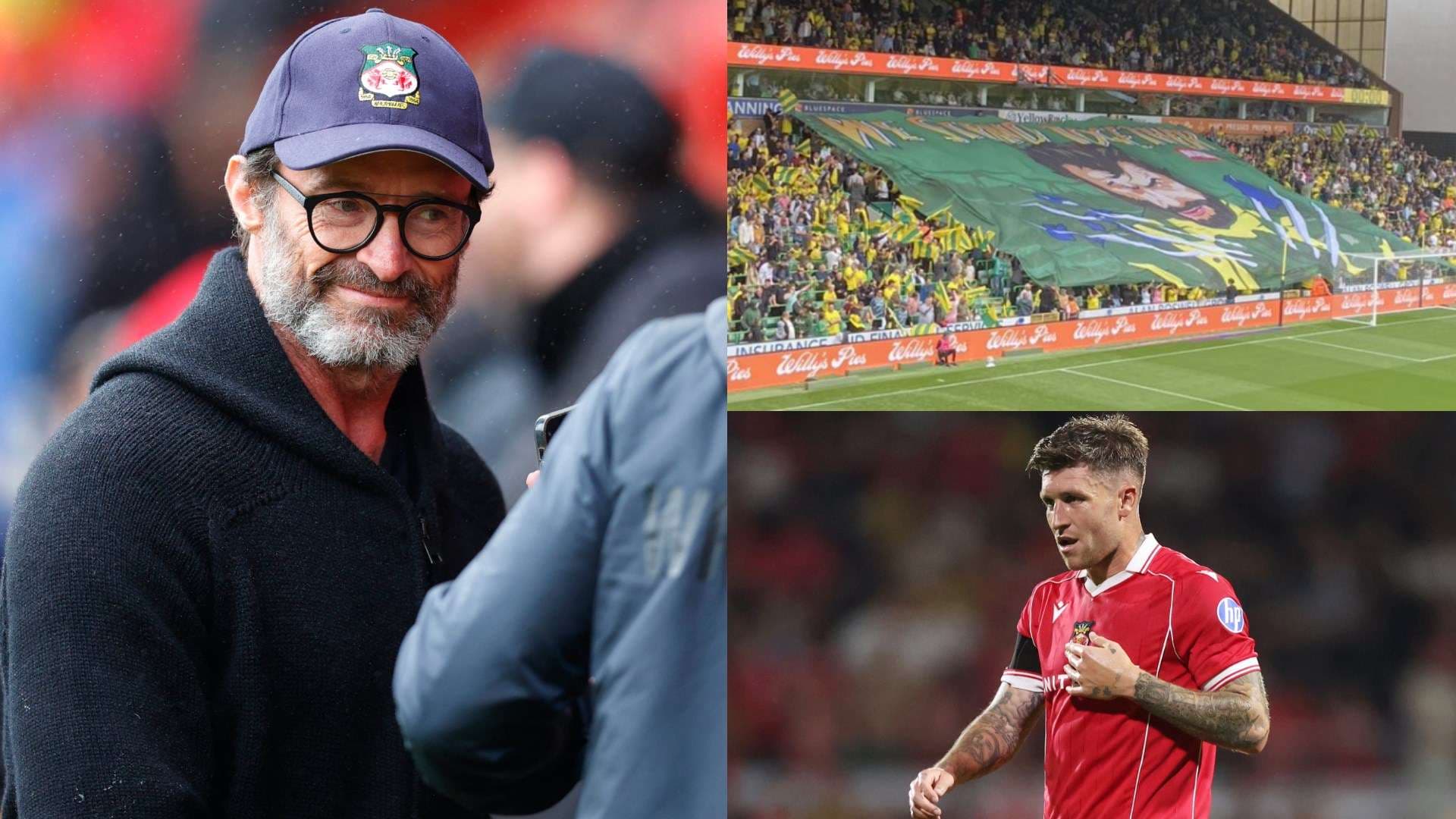 Wrexham, Norwich taraftarlarının Wolverine tifo'suna gönderme yaparak Jackman'la dalga geçti