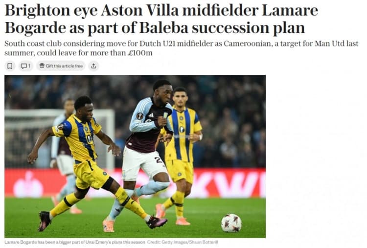 Telegraph: Bala'nın Ayrılığı Kesinleşiyor, Brighton Vila'nın Orta Saha Oyuncusu Bogarde'yi İstiyor