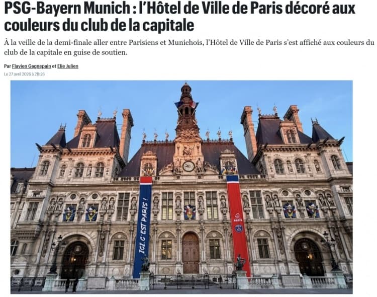 Paris'te Şampiyonlar Ligi Coşkusu: Belediye Binası PSG Pankartlarıyla Donandı, Başkan Maçı Yerinde İzleyecek