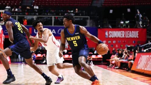 NBA Yaz Ligi: Denver Nuggets, Ramsey'nin 20+8'iyle Raptors'ı devirdi! Sears 17+6, Burnett 15+9 kaydetti.