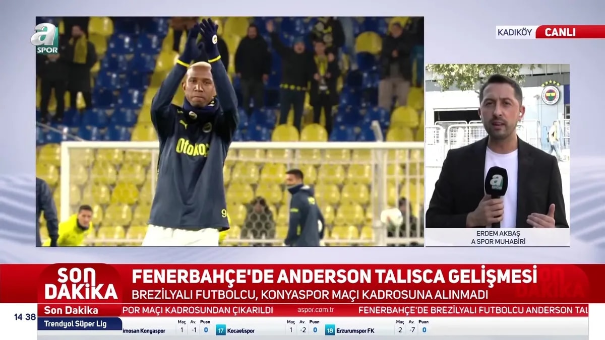 Fenerbahçe'de Talisca Şoku: Konyaspor Maçı Kadrosuna Alınmadı